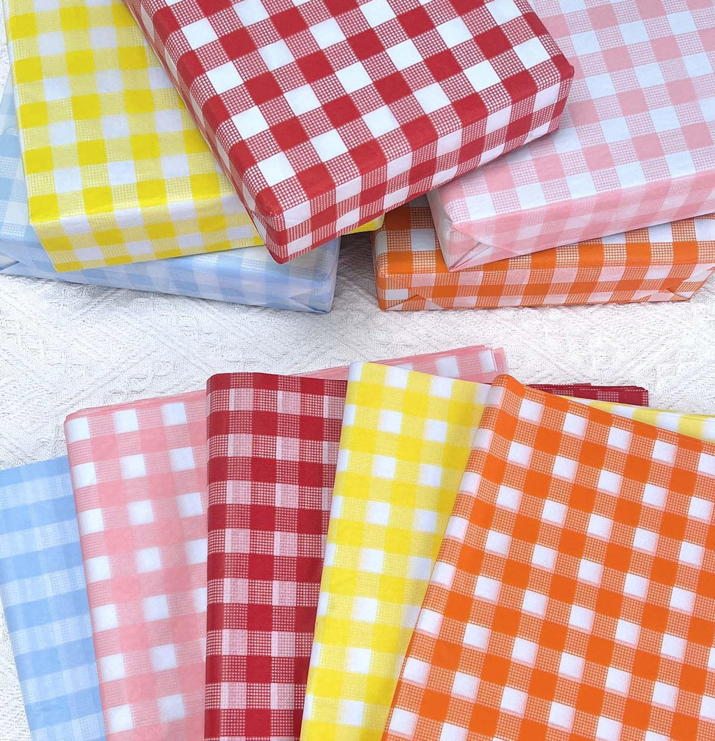 100 Sheets Gingham Tissue Paper 14 x 20 Inches Yellow and White Checkered Tissue Paper for Gift Bags Bulk Wrapping