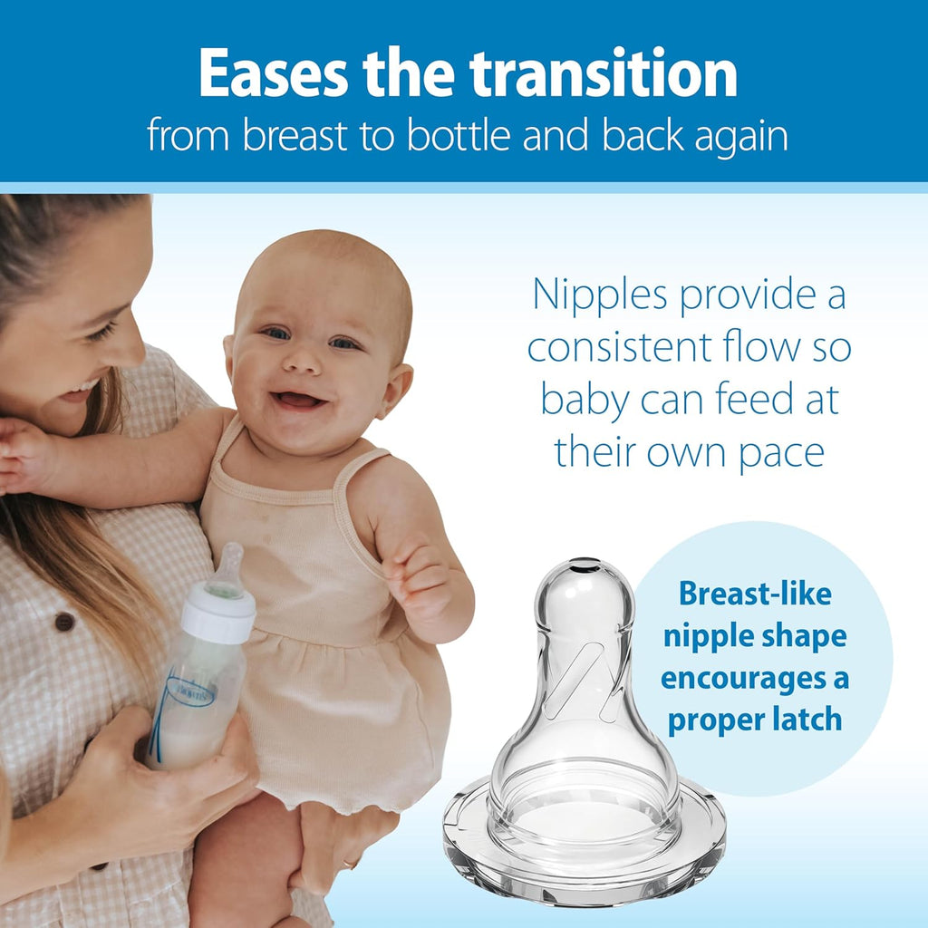 Natural Flow Anti-Colic Options+ Narrow Baby Bottle, 4 oz/120 mL, with Level 1 Slow Flow Nipple, 0m+, 4 Pack