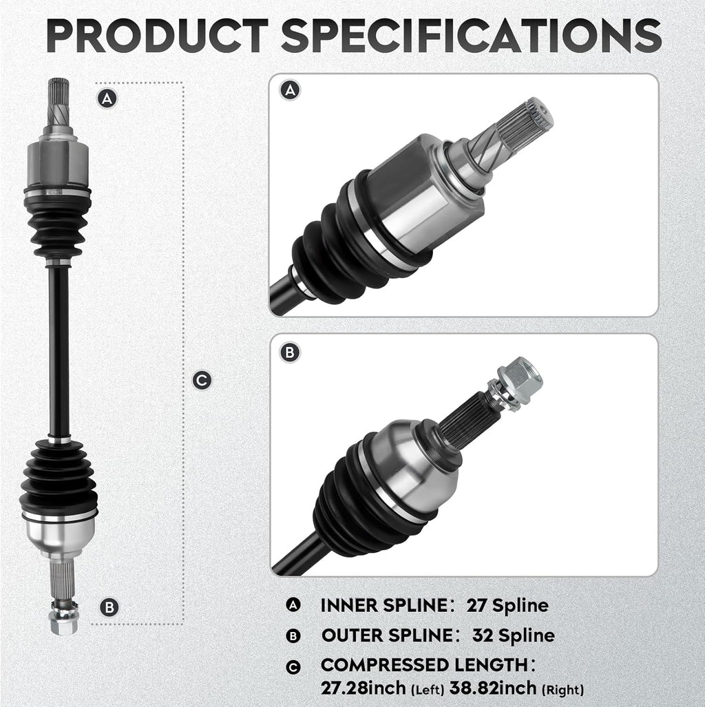 ILONPA NEW Left & Right Front CV Axle Shaft Assembly 2PCs CV Joint
