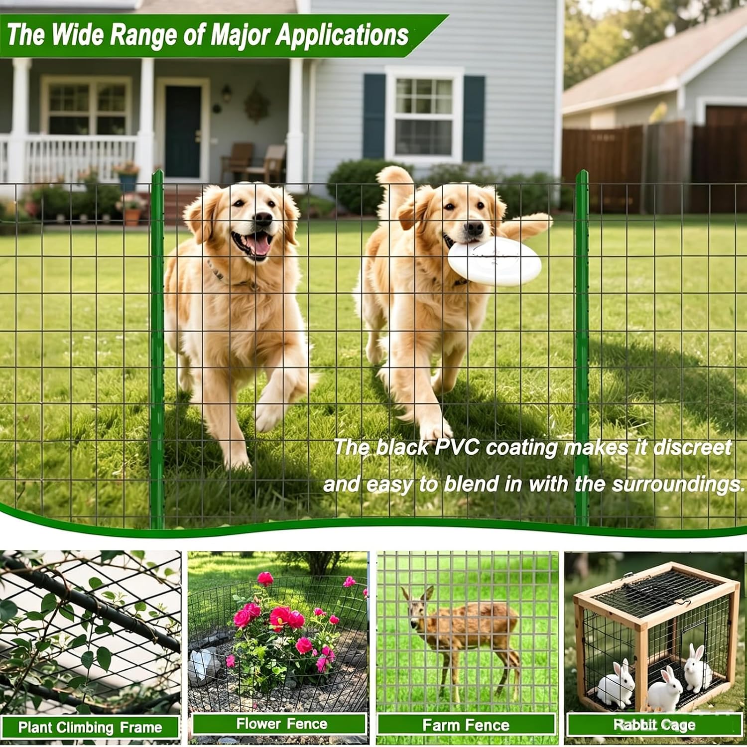 Welded Wire Fence 48inch x 50ft Roll,16 Gauge 2" x 3" Mesh Black