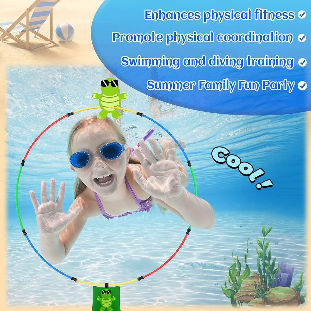 Diving Toys 15 PCS Pool Toys for Kids Age 4-8 8-12 Water Swim Thru Rings with Buoys and Sandbags Underwater Training