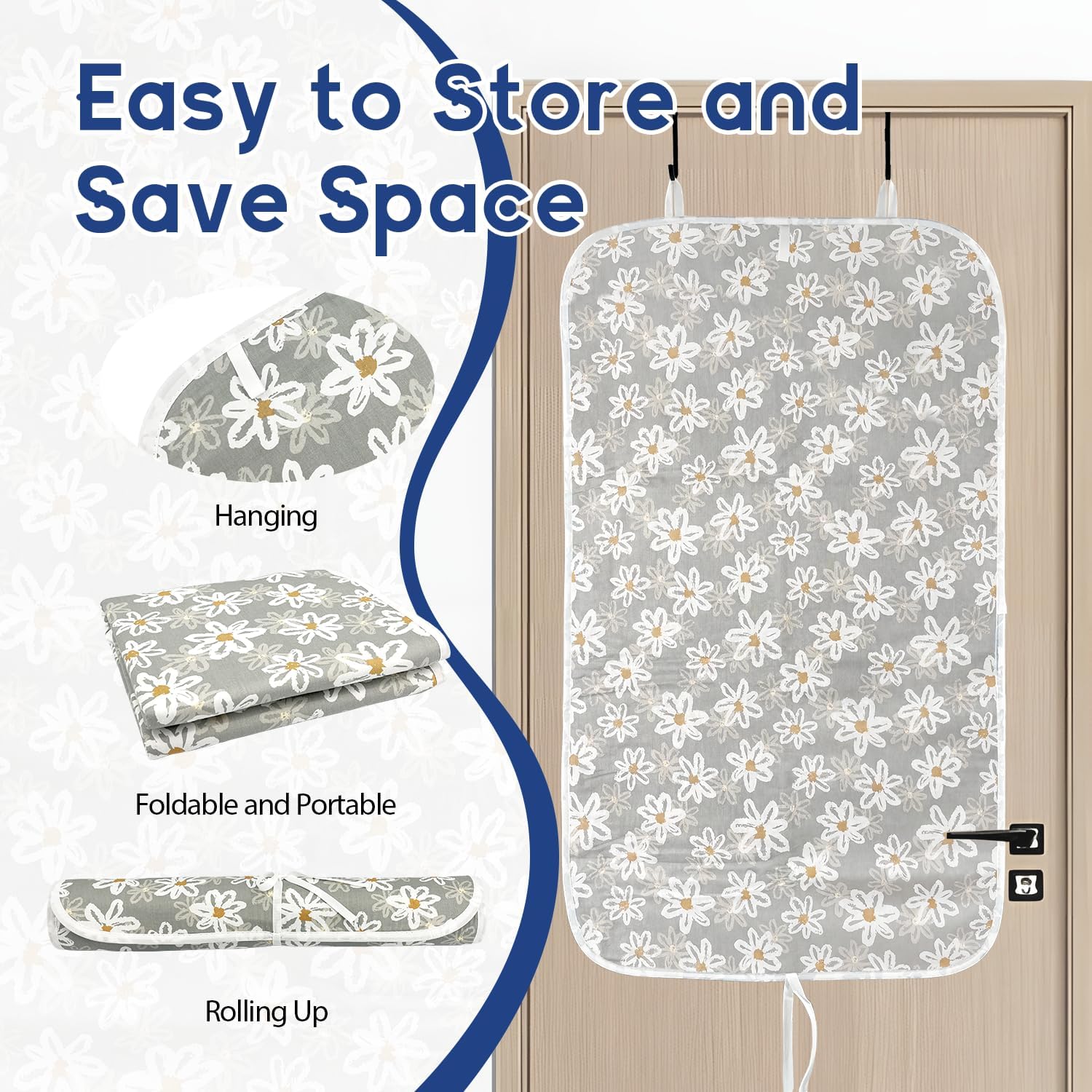Portable Ironing Mat for Desktop, 3mm Thick Padding & Heat Resistant Cover for Steam Iron, Quilting & Travel –
