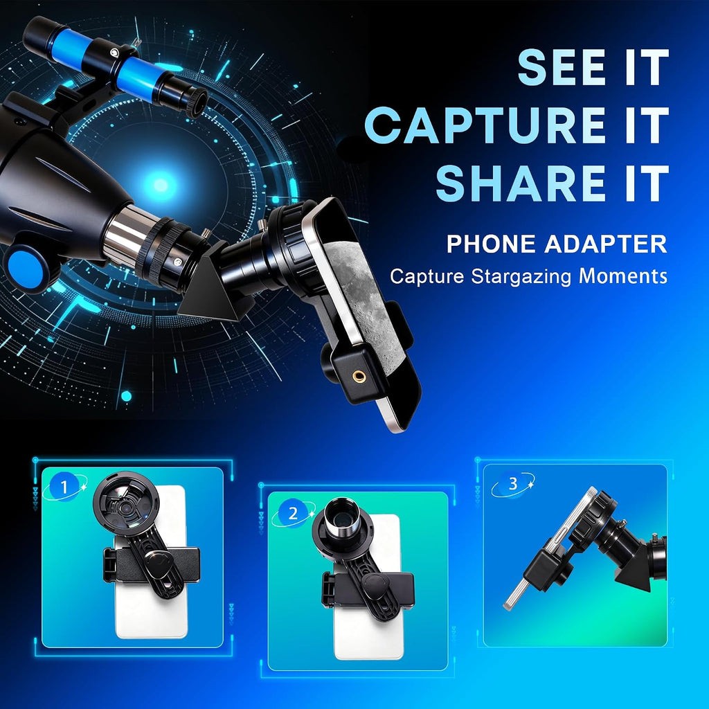 Telescope for Adults & Kids, 80mm Aperture 600mm High Powered Telescope for Astronomy Beginners - Refractor