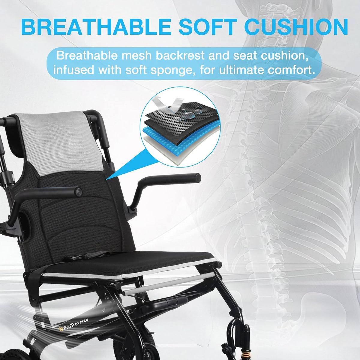 Wheelchairs for Adults –Transport Wheelchair Lightweight Foldable with Telescopic Handle, 18-Inch Seat Width