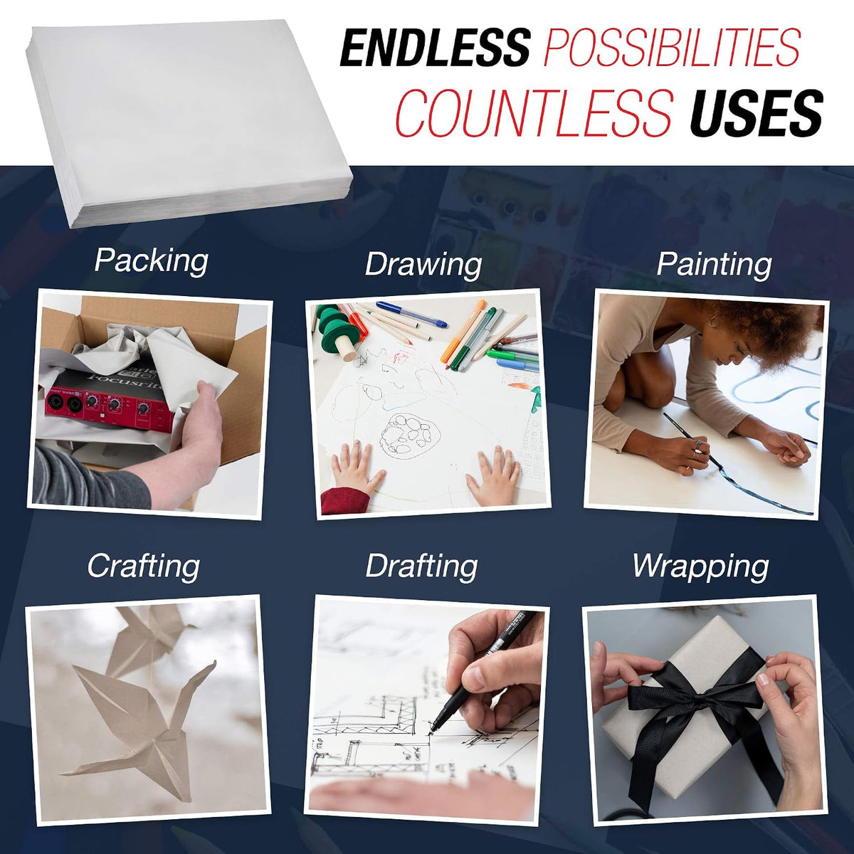 Packing Paper Sheets 30" x 20" (1200 Sheets) - Newsprint Paper for Shipping, Storage and Moving Supplies, White