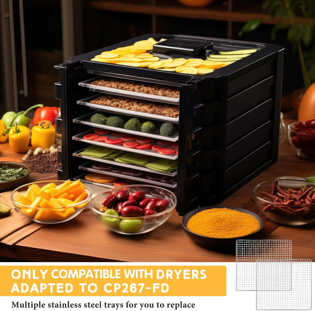 4 Pcs 13 x 12 Inches Dehydrator Trays Compatible with CP267-FD Only Stainless Steel Dehydrator Drying Mesh Screens
