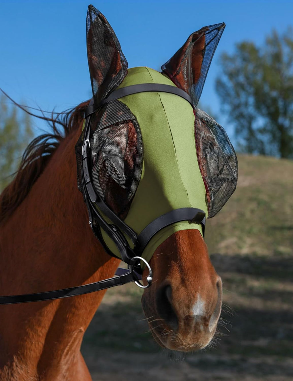 Horse Fly Mask with Ears, Fly Mask for Horses, Breathable Mesh