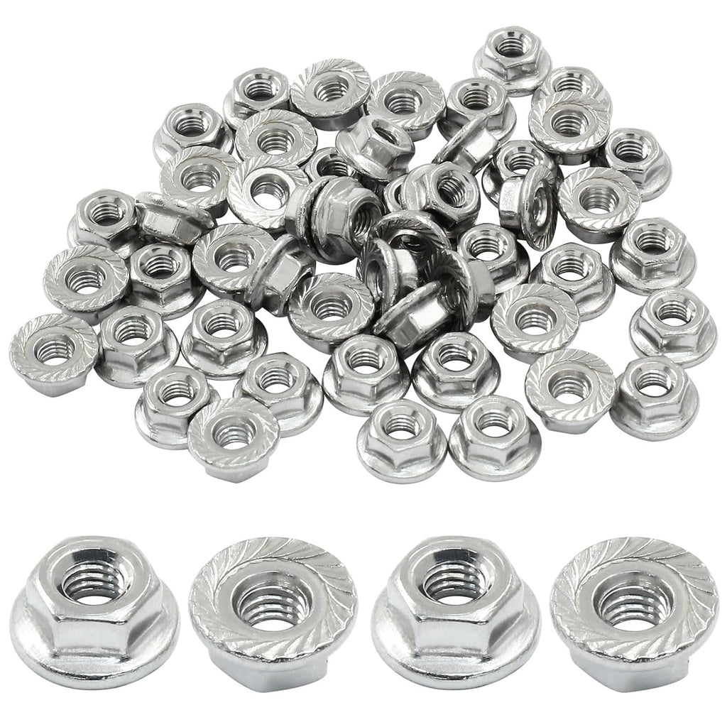 M3/0.5mm Serrated Flange Hex Nuts, 50Pcs