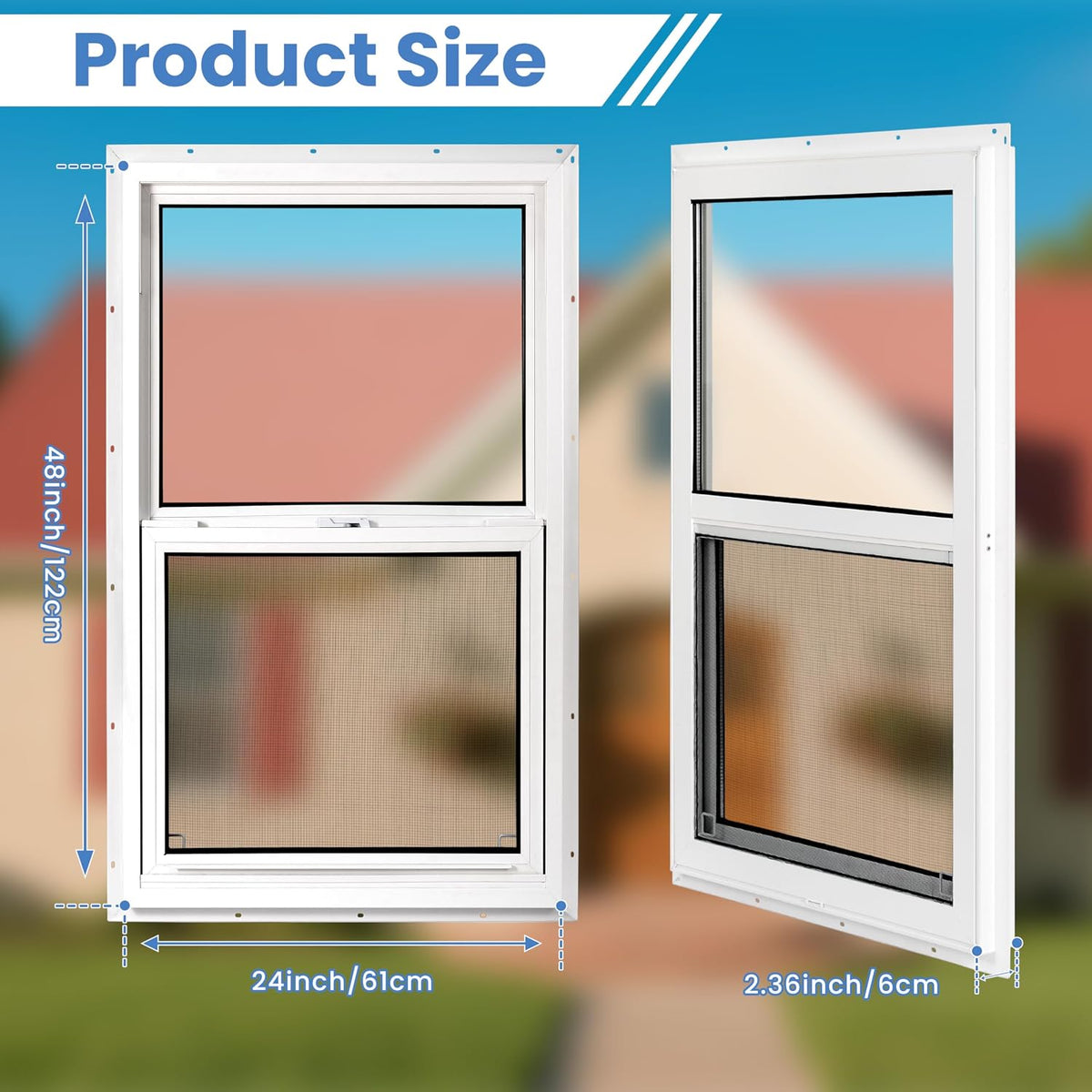 Vinyl Single Hung Sliding Window 24" x 48" White