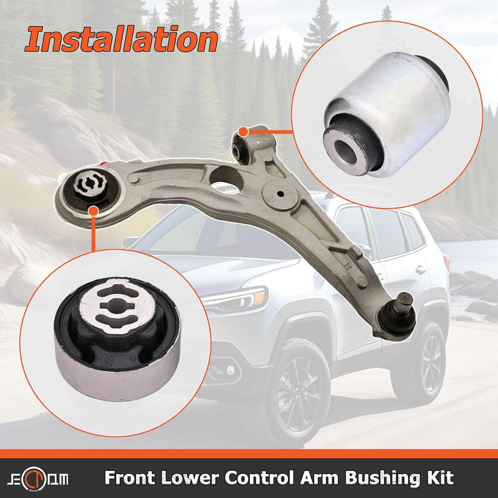 Front Lower Control Arm Bushing Kit Compatible with Dodge Dart 200 200C 2013-2018 for Jeep Cherokee 2014-2018 Replace for 53338845 53338846 68223716AB 4668993AC