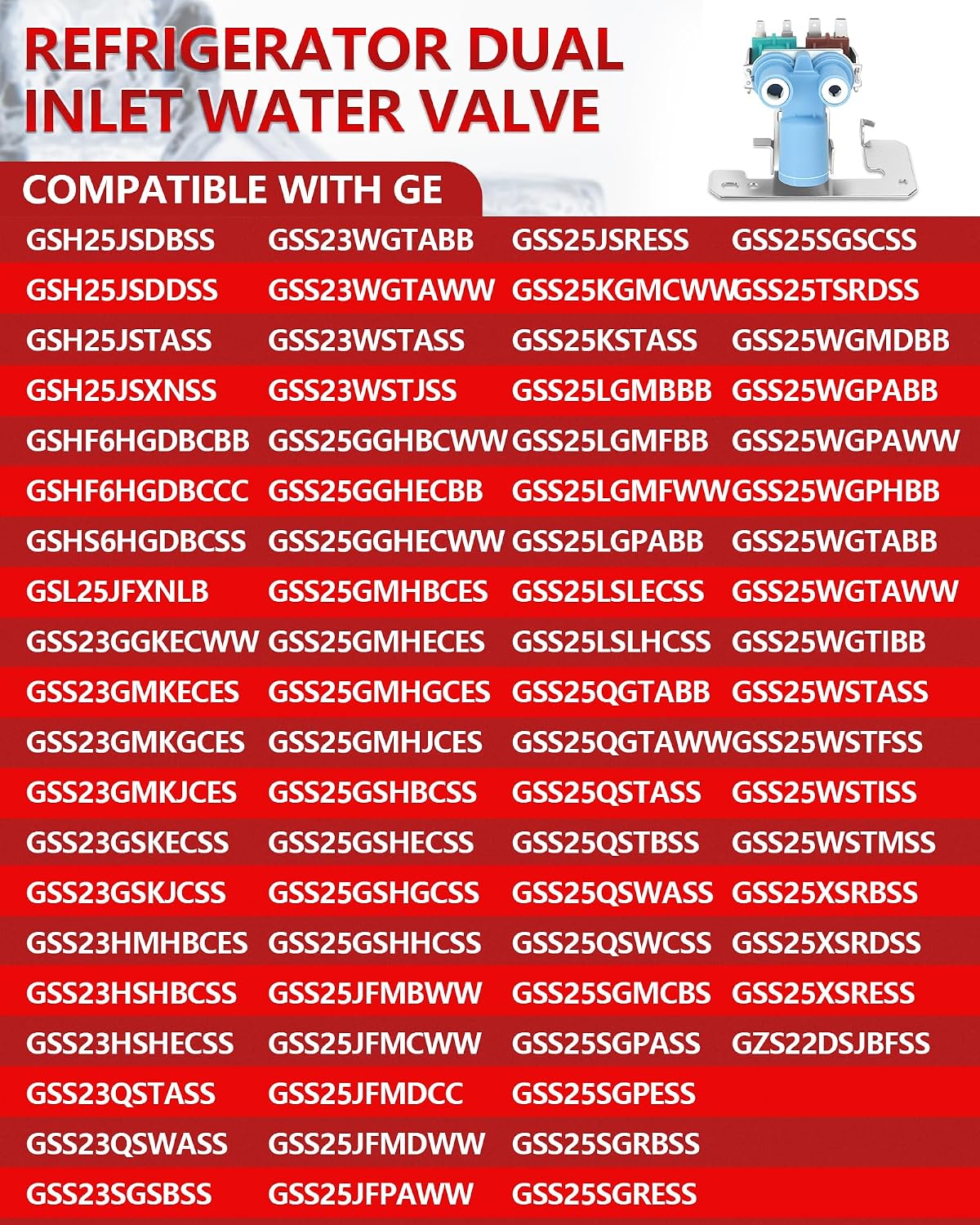 GSH25JSDBSS GSH25JSDDSS Refrigerator Water Inlet Valve Fit for GE GSH25JSTASS GSH25JSXNSS GSHF6HGDBCBB GSHF6HGDBCCC GSHS6HGDBCSS GSL25JFXNLB GSS23GGKECWW GSS23GMKECES GSS23GMKGCES GSS23GMKJCES