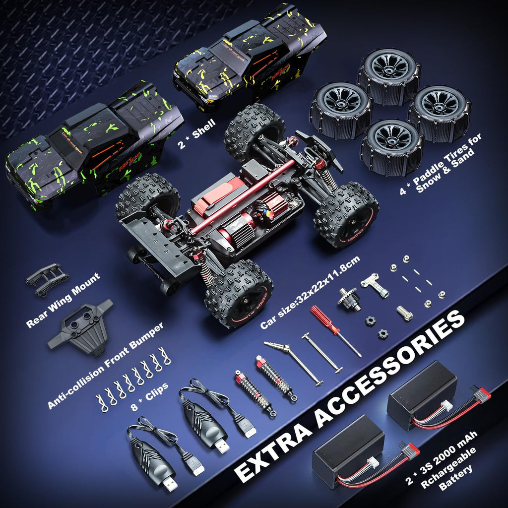 1/14 Brushless RC Cars for Adults Fast 50+ mph, RC Trucks 4x4 Offroad Waterproof, Electric Powered High Speed Remote