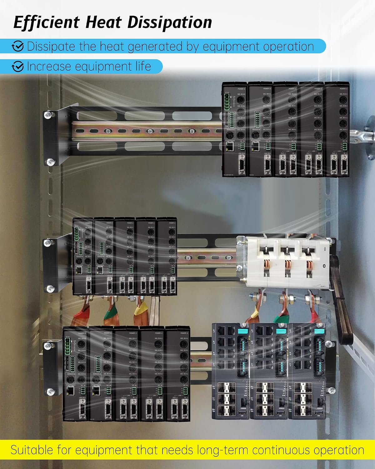 19 Inch Rack Mount DIN Rail Kit, Depth Adjustable Rackmount Din Rail