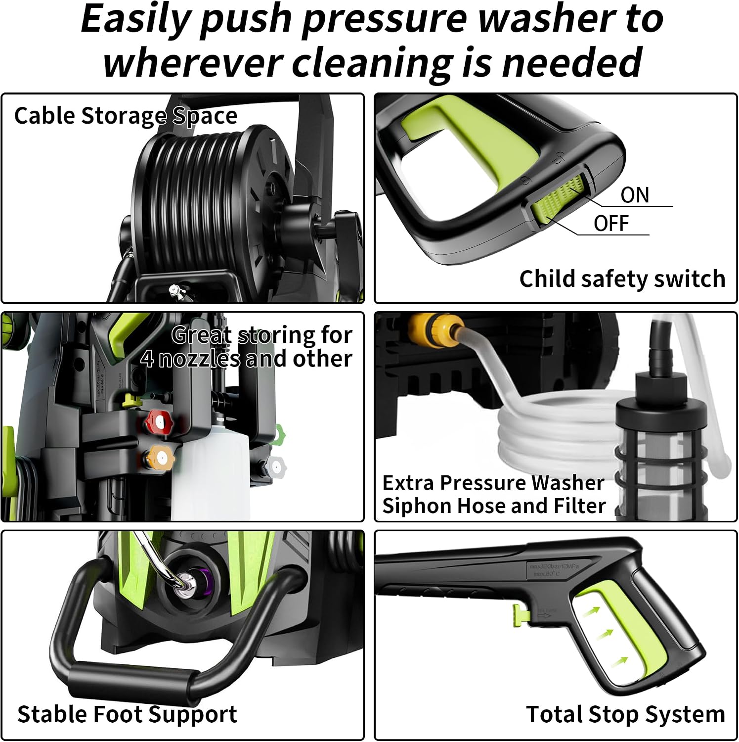 2026New Power Pressure Washer 4800PSI with 4 Quick Connect Nozzles,Inlet Hose & Filter, Foam Cannon for