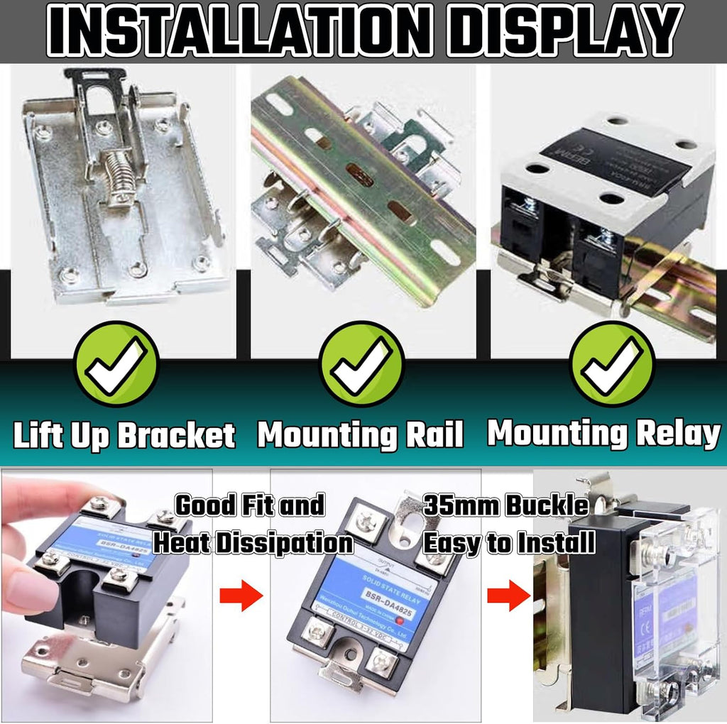 Din Rail Mounting Clip Kit - 35mm Din Rail Clamp, Safe Mounting Bracket for Solid State Relays