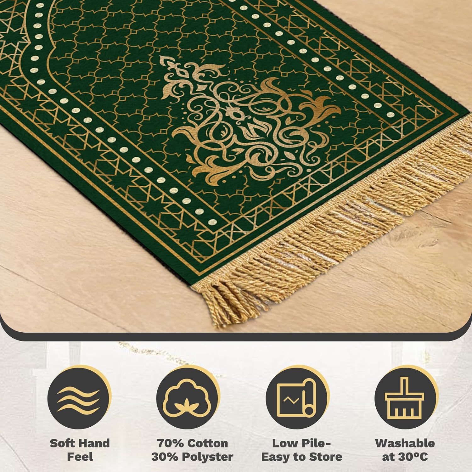 Muslim Prayer Mat Set, 4 PCS Soft Portable Islamic Prayer Rug