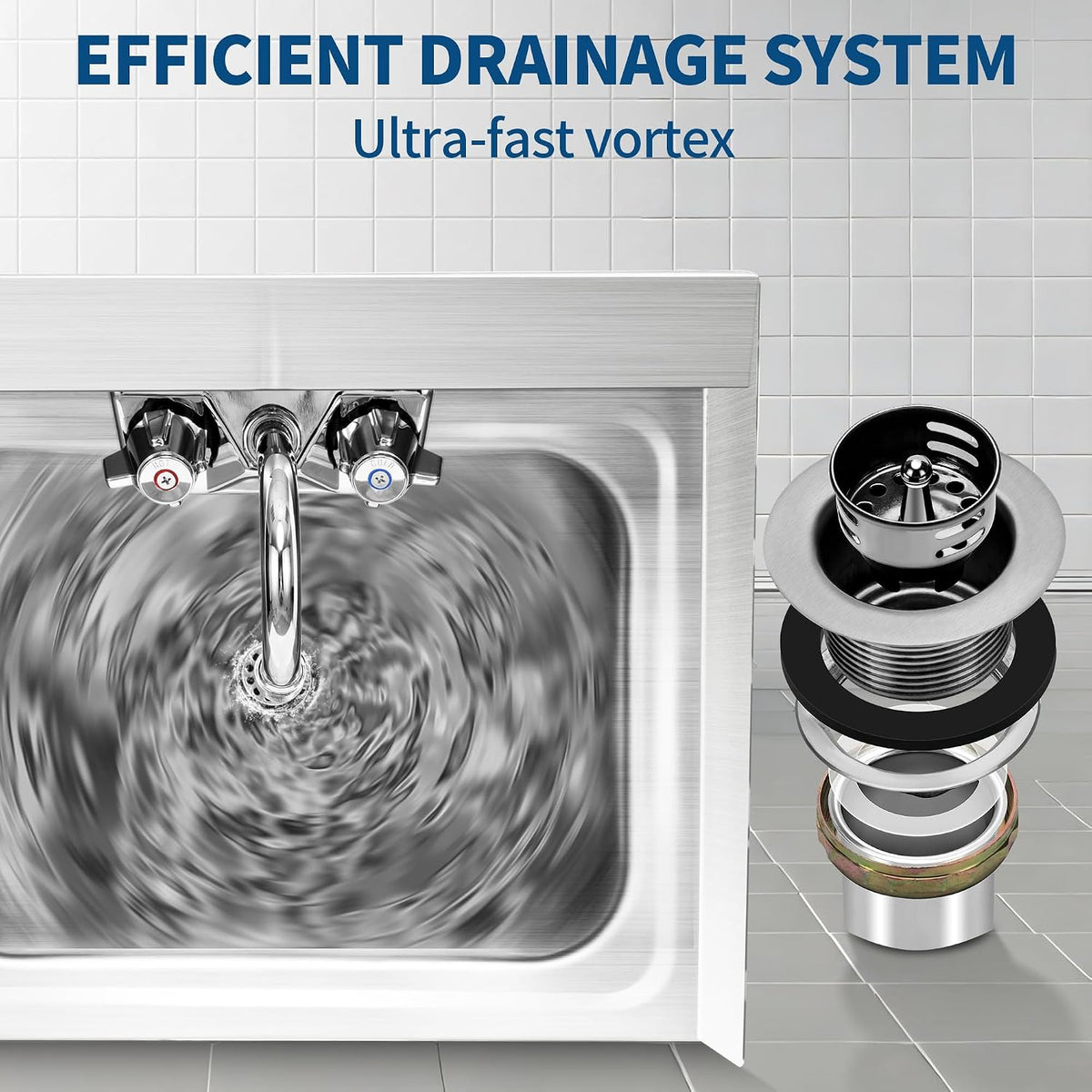 NSF 17" x 15" Hand Sink, Stainless Steel Wall Mount, Side Splashes