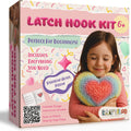 Latch Hook Kit for Kids - Rainbow Heart Rug Pillow Craft, Ages 6+