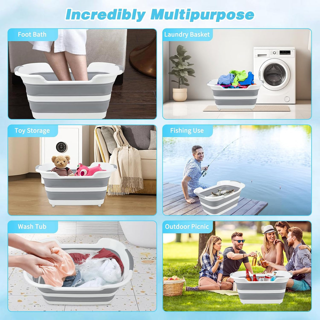 7.13 Gal/27L Raised Collapsible Dog Bathtub with Drain Fur Catcher