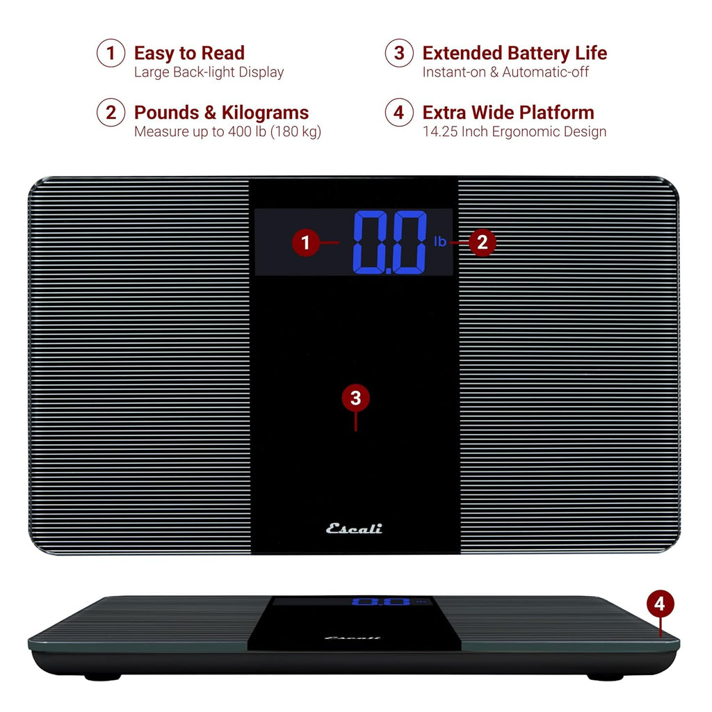 Extra Wide Digital Bathroom Scale for Body Weight with Wide Platform for Natural Stance and Stability, High Capacity
