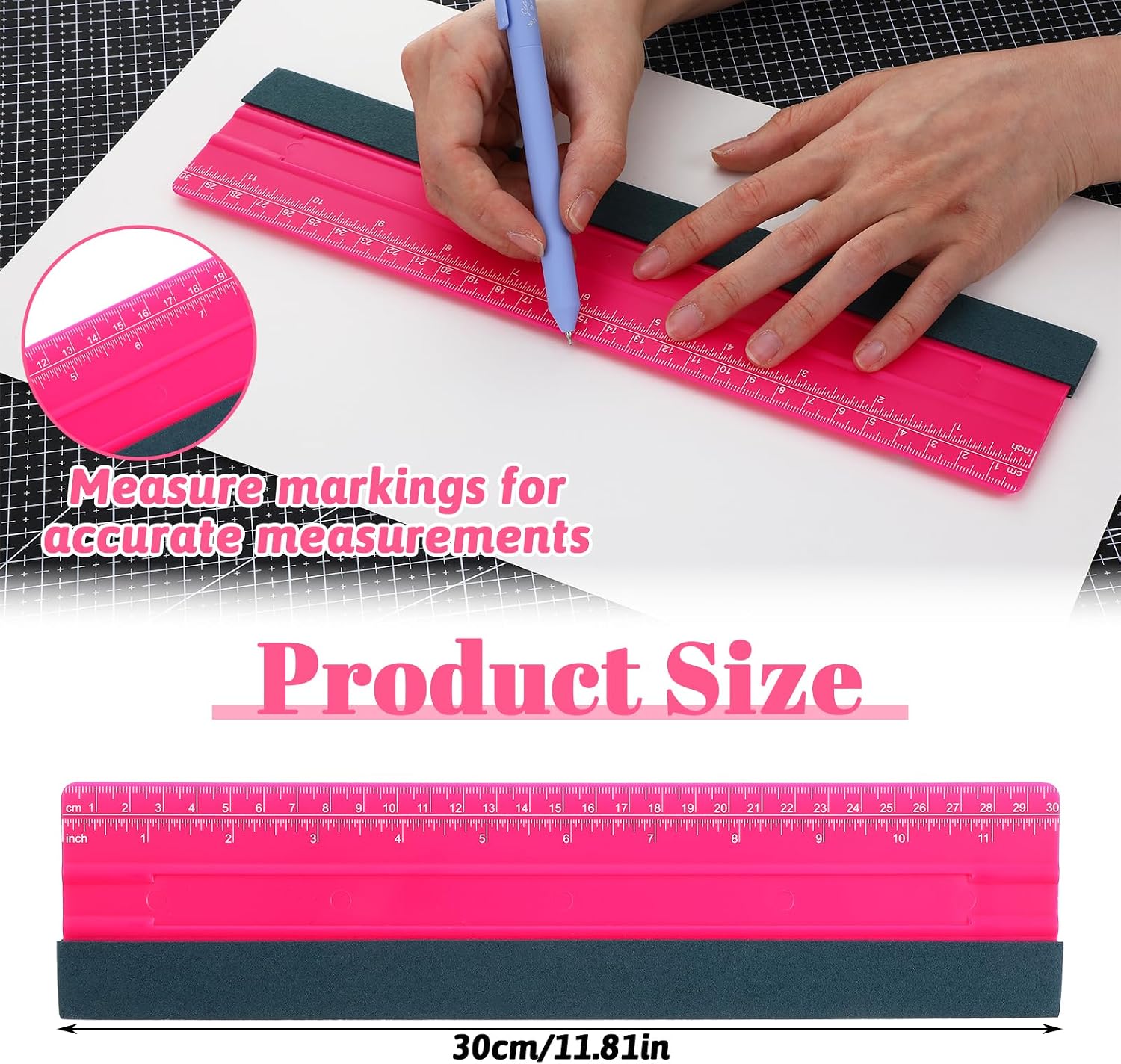 Wallpaper Smoothing Tool, Professional Vinyl Squeegee with Ruler Felt Squeegee for Vinyl Decals Sticker Paper