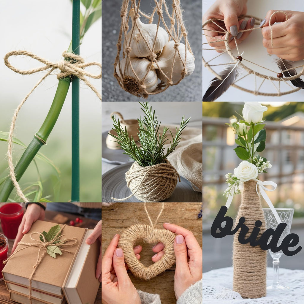 Twine String 600 Feet Long, Jute Rope for Crafts, Hemp Twine Wrapping, Packing Gardening, Crochet Knitting Macrame