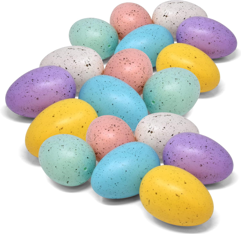 Pastel Speckled Easter Eggs Set (6 Pack) Decorative Faux Eggs Spring Decor Basket Fillers Farmhouse Easter Table