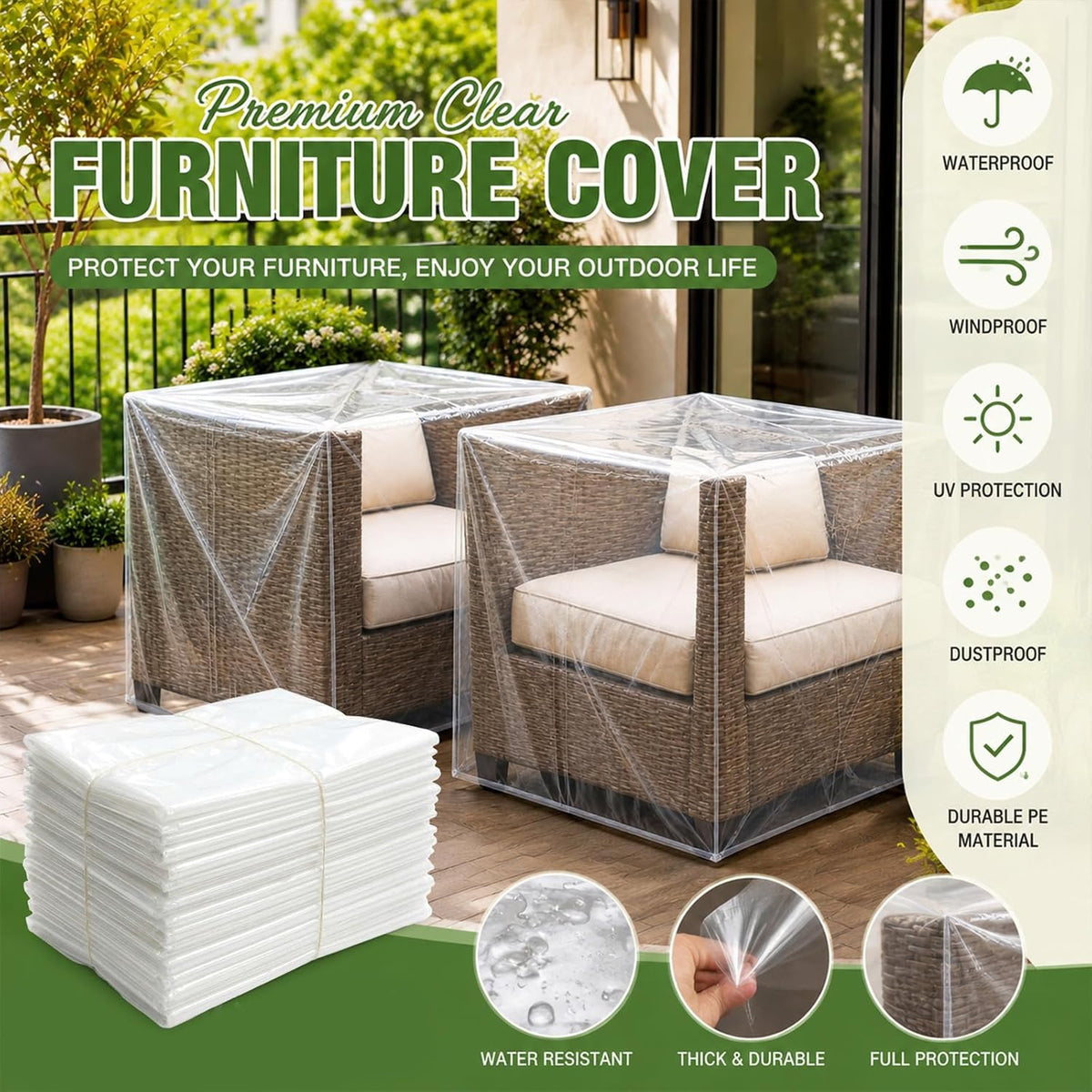 2 Pcs 48 x 48 x 60 Inch Clear Pallet Covers