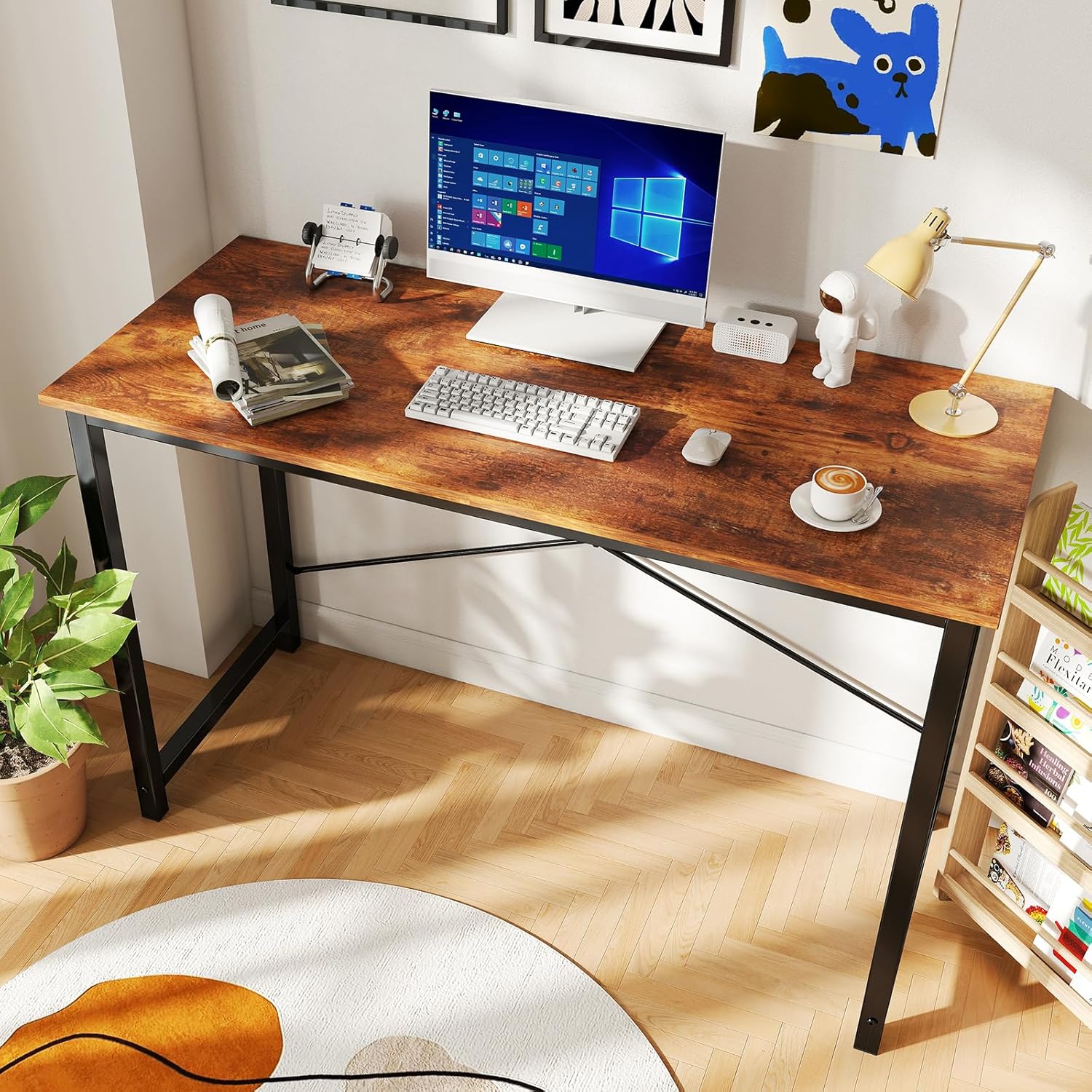 47 Inch Computer Desk for Home Office, Modern Writing Study Table Simple Modern Style for Bedroom Small Space, Large