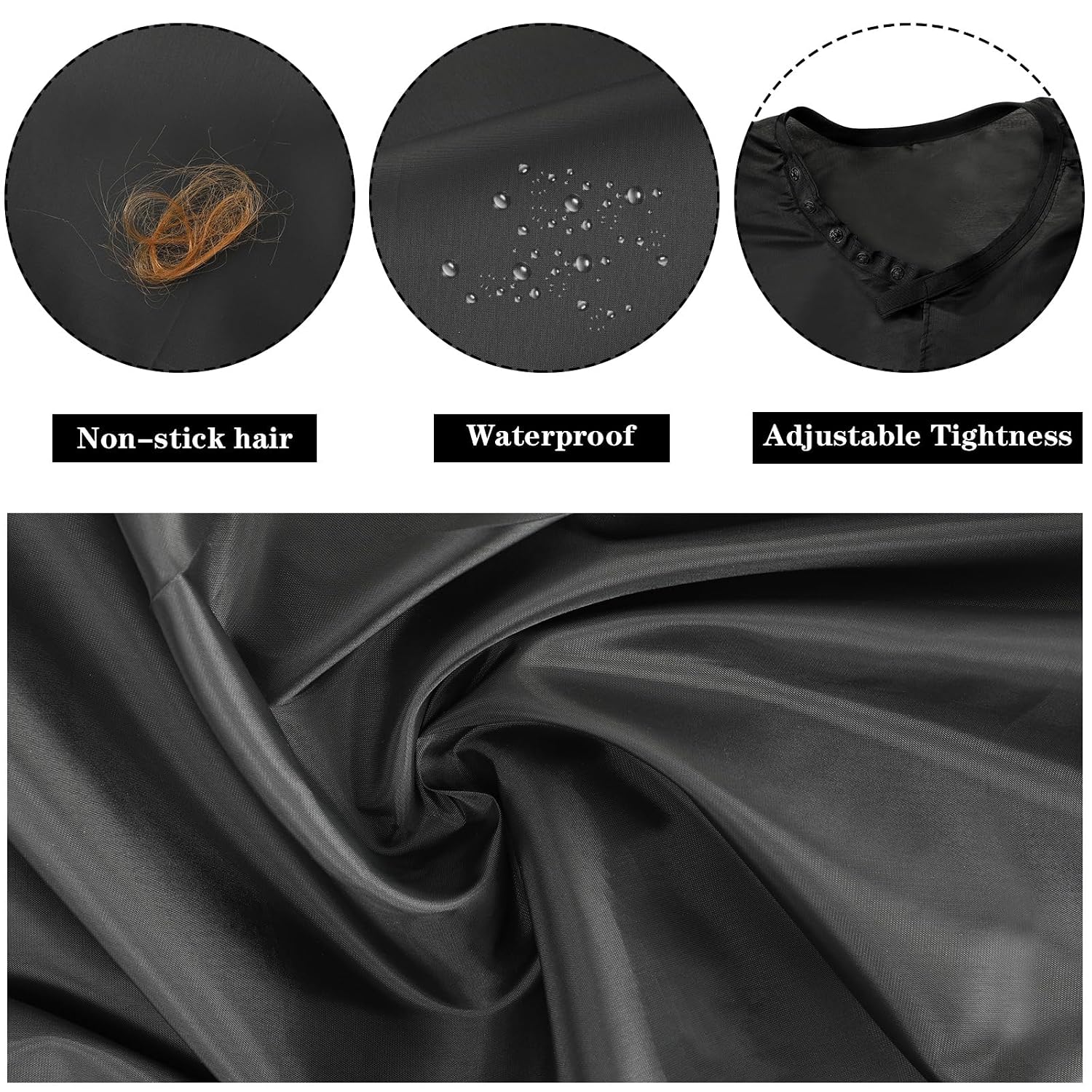 2Pcs Barber Cape, Hair Cutting Cape with Closure Snap for Adults | Professional Black Hairdresser Apron, Watertight