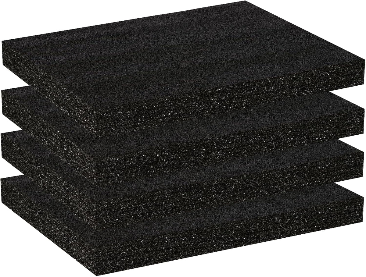 Black High Density Foam Insert Board 16'' x 12'' x 1.5'' for Case, 4pcs