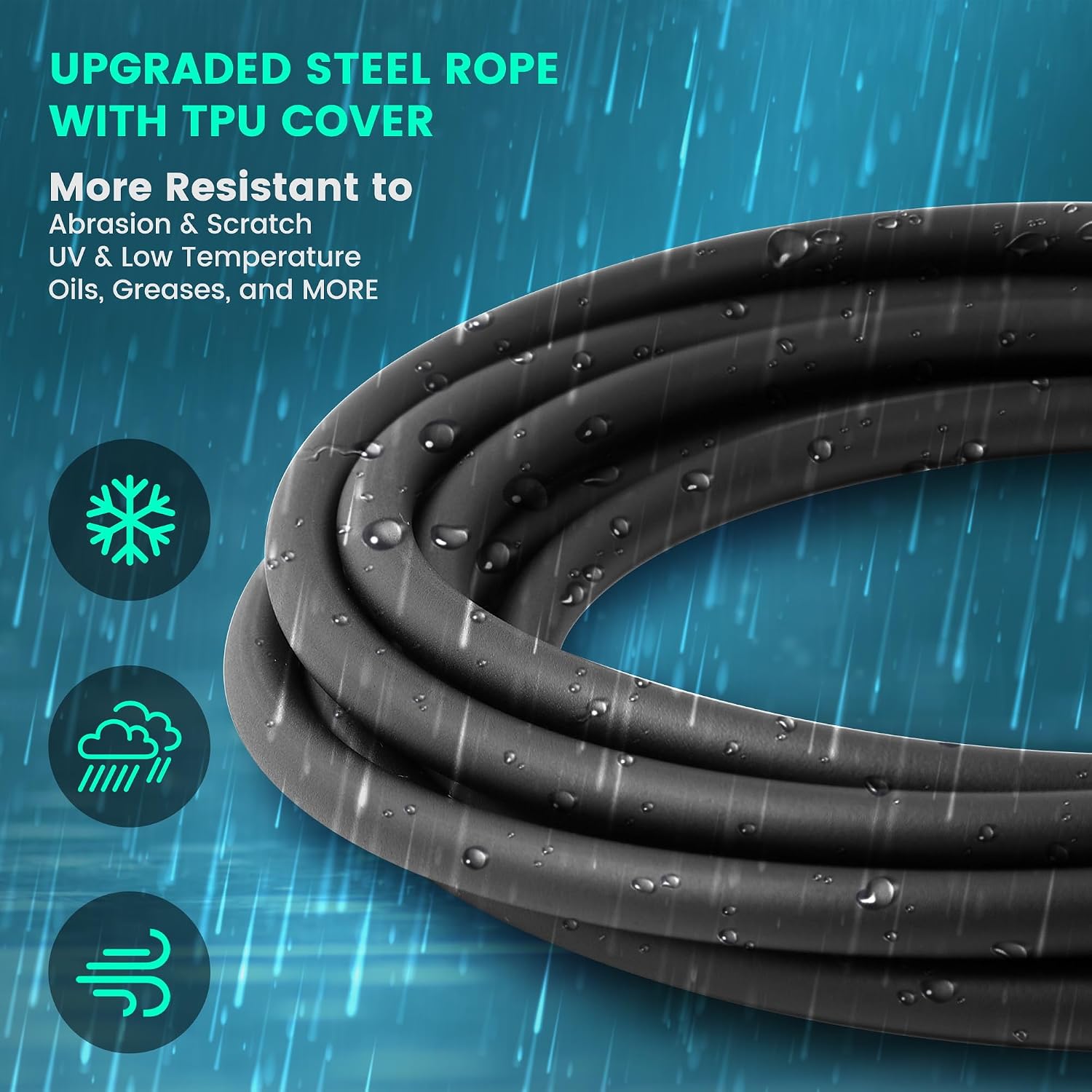 FEECCO 1/2 lb Weighted Jump Rope for Boxing, Cardio, Crossfit Workout, 8~11ft Range Adjustable Length Steel Ropes