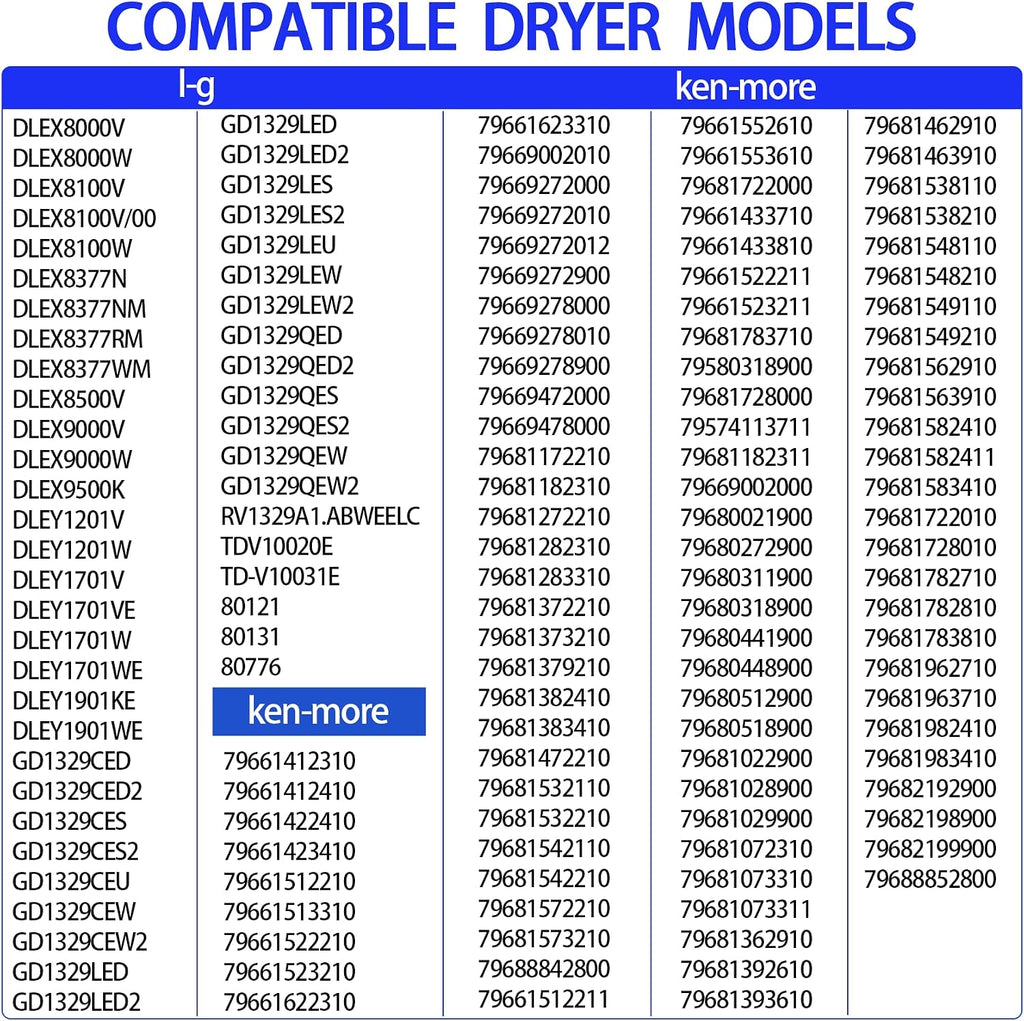 DLE3400W DLEX2501W DLE2050W DLE7200WE DLEX4370K Dryer Heating Element Kit