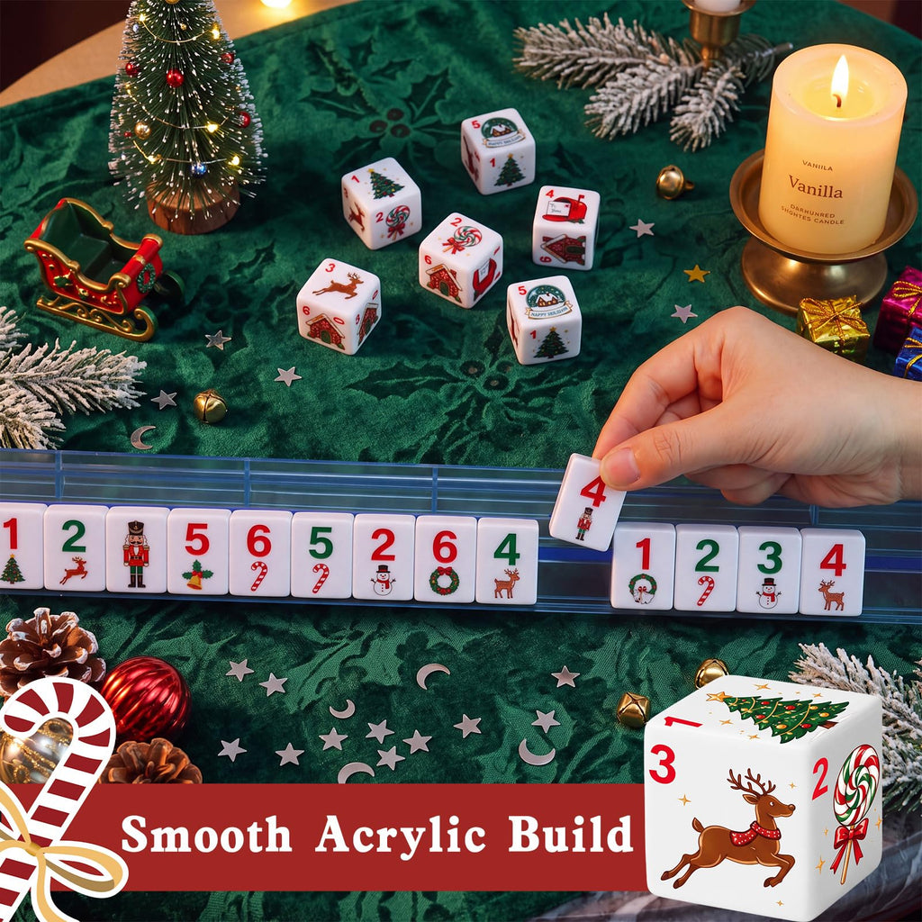 6 Pcs Christmas Mahjong Dice, 25mm Acrylic Game Dice