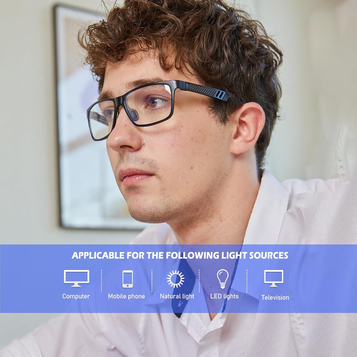 Blue Light Blocking Glasses Men Computer Gaming Glasses Lightweight Al-Mg Metal Anti Eyestrain Eye Protection