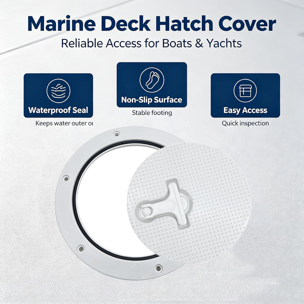 6" Boat Hatch T-Handle Cover Non-Slip Inspection Deck Plate