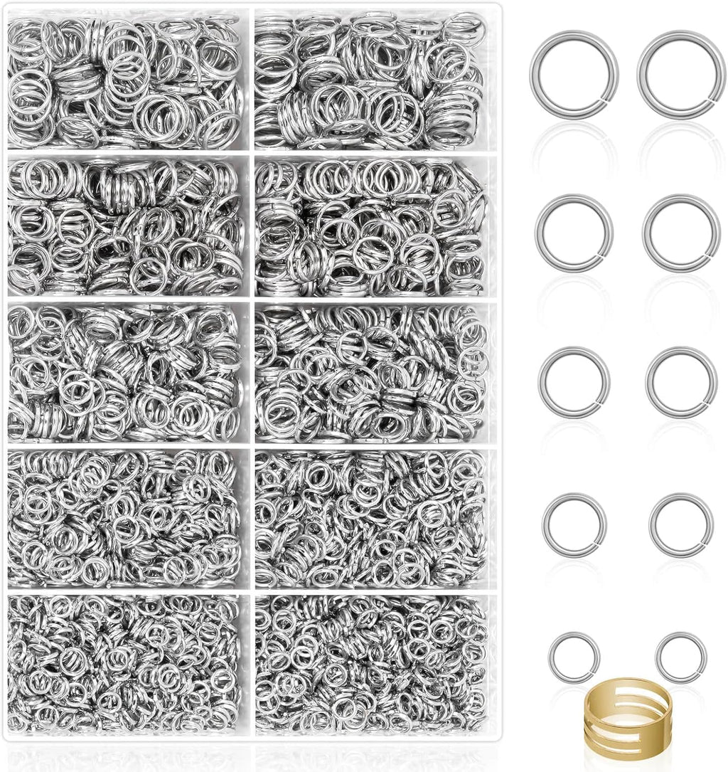 4600Pcs Silver Jump Rings with Jump Rings Open/Close Tools for Jewelry Making and Necklace Repair (Assorted Sizes)
