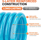 GASHER 1/4" 10FT Polyurethane Recoil Air Hose with Quick Coupler Plug Blue