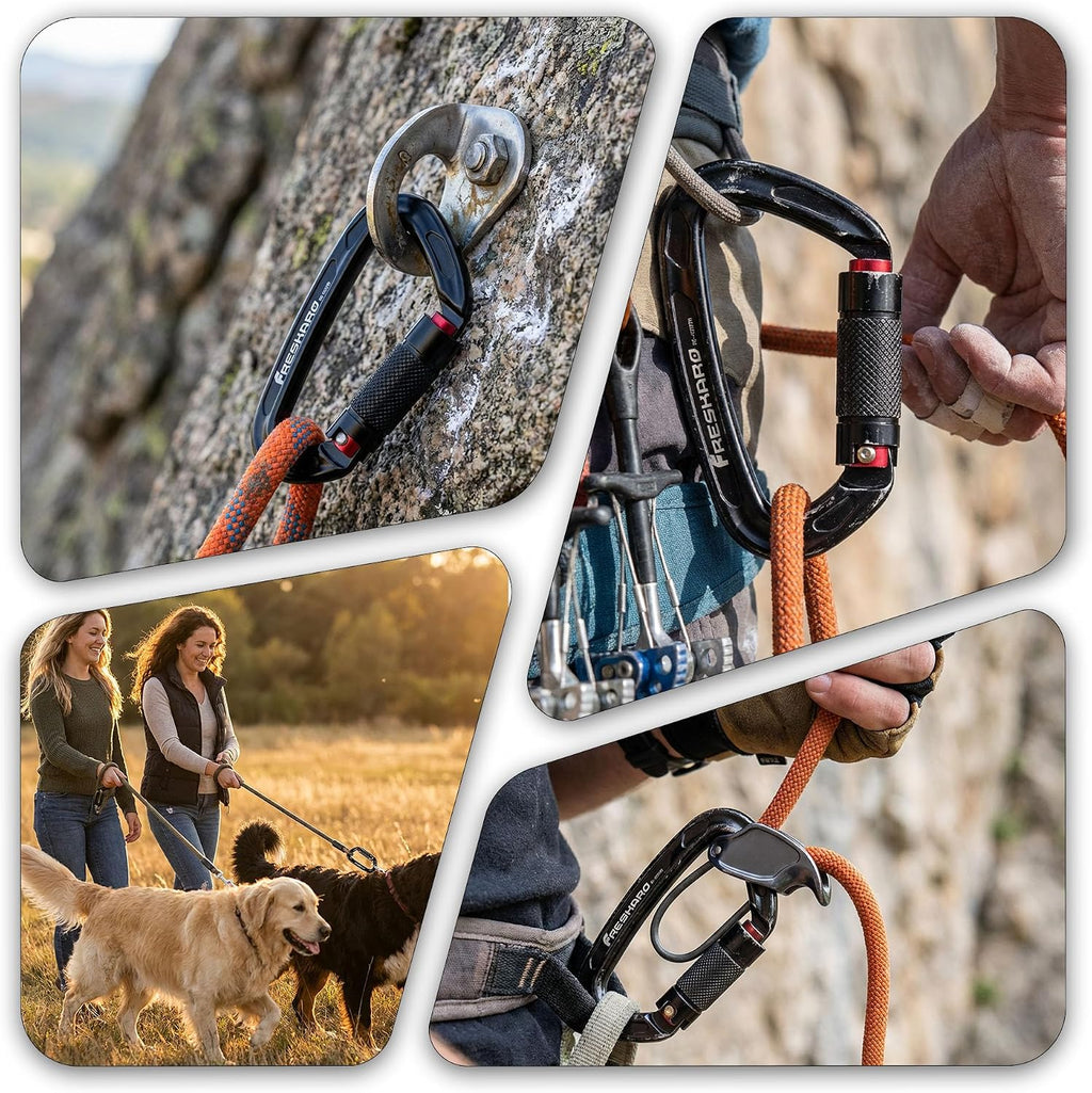 UIAA Certified 25KN Auto Locking Climbing Carabiner Clips, Twist Lock, and Heavy Duty Carabiners for Rock Climbing