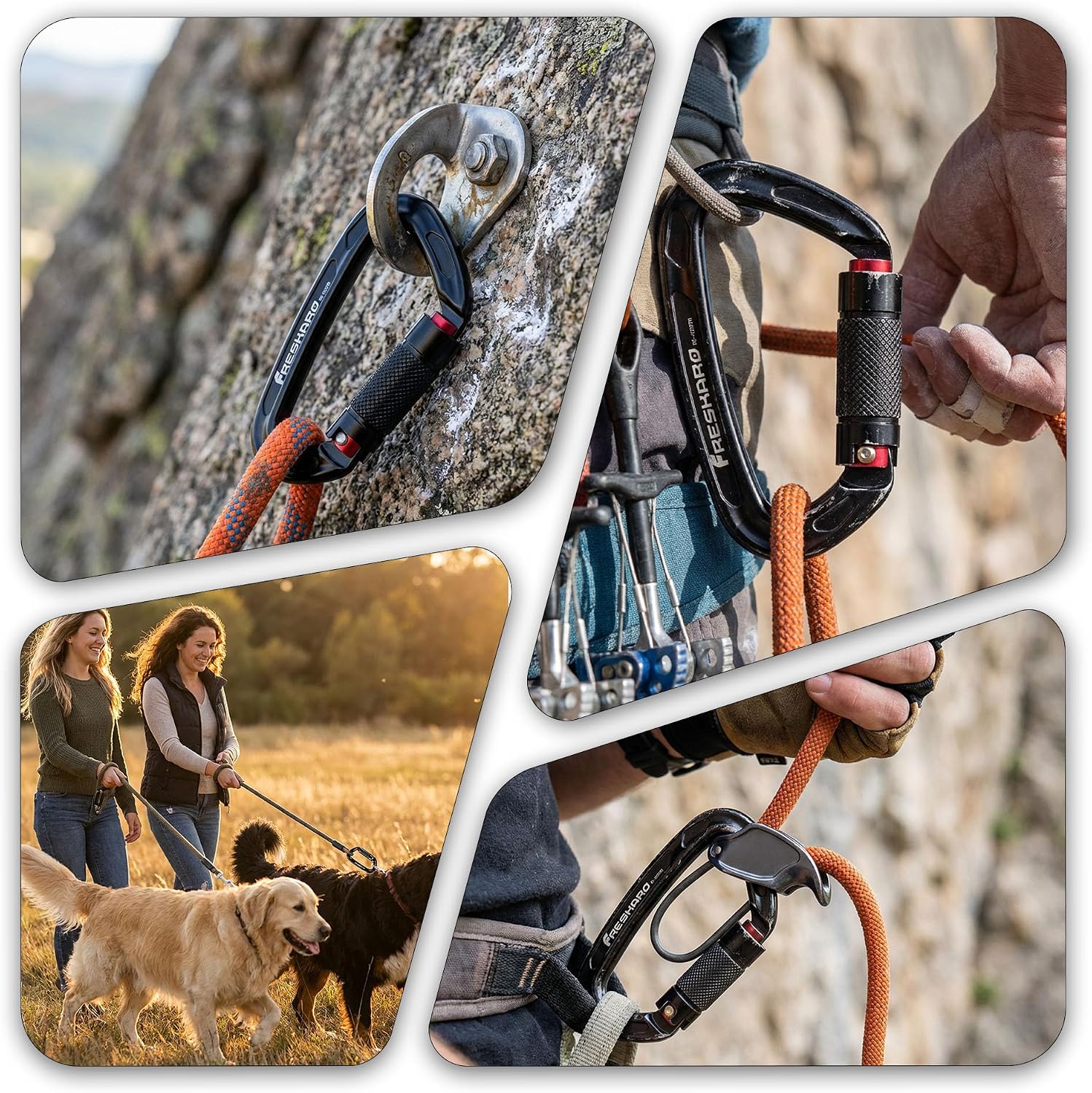 UIAA Certified 25KN Auto Locking Climbing Carabiner Clips, Twist Lock, and Heavy Duty Carabiners for Rock Climbing