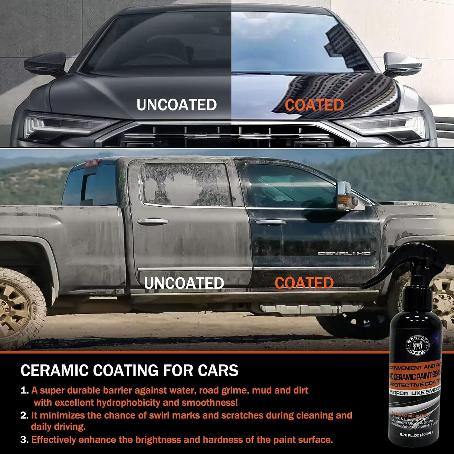 Heavy Duty Car Clay Bar Auto Detailing Clay Luber Synthetic Lubricant Kit - Ceramic Coating Spray Ceramic Coating for