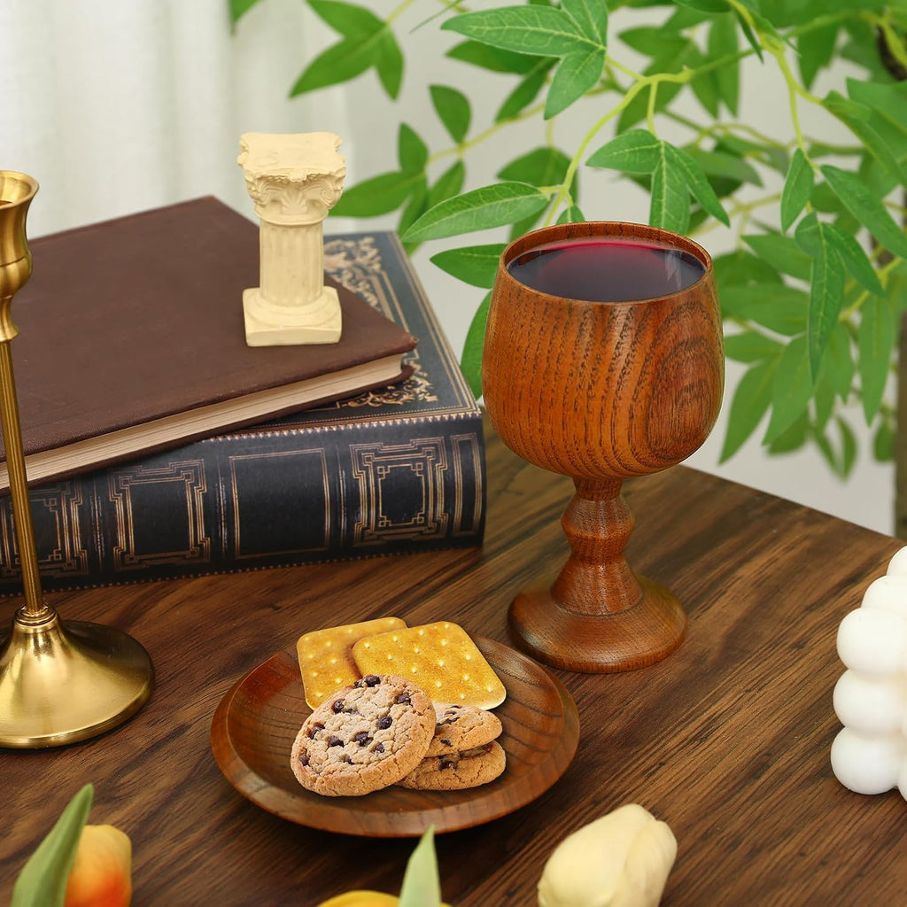 Chalice Cup Wooden, Communion Goblet with Tray & Gift Bag, Communion Chalice Wooden Goblet, Handmade Vintage Wine Cup