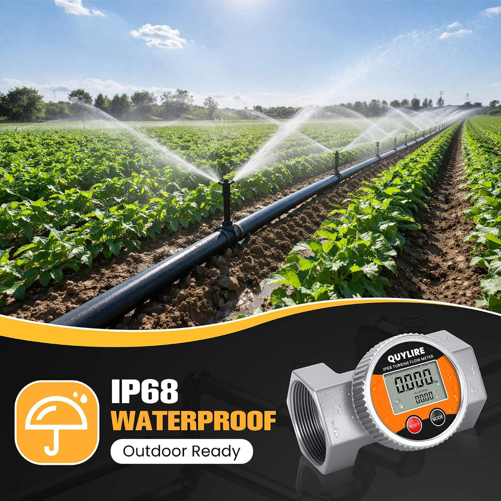 Waterproof 2 Inch Flow Meter for Hot/Cold Water, Fuel & Liquids