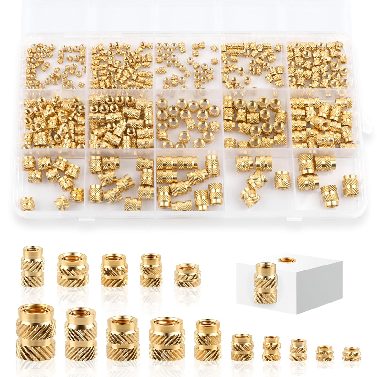 420 Pcs Brass Threaded Inserts for 3D Printing, M2 M2.5 M3 M4 M5 M6