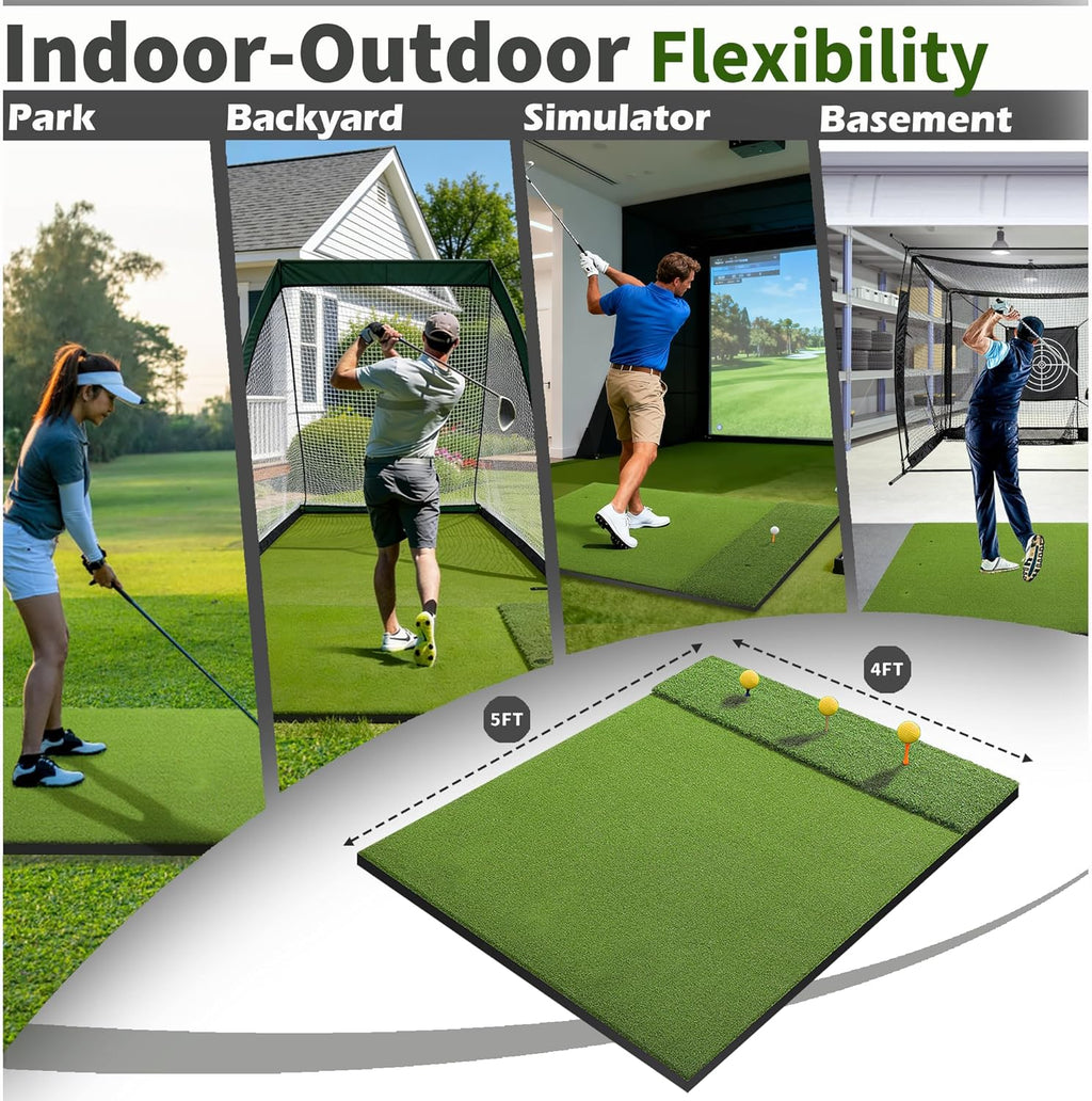 Dual/Tri Turf Golf Mat 5x4/6x4ft 40-50mm Thickened for Practice