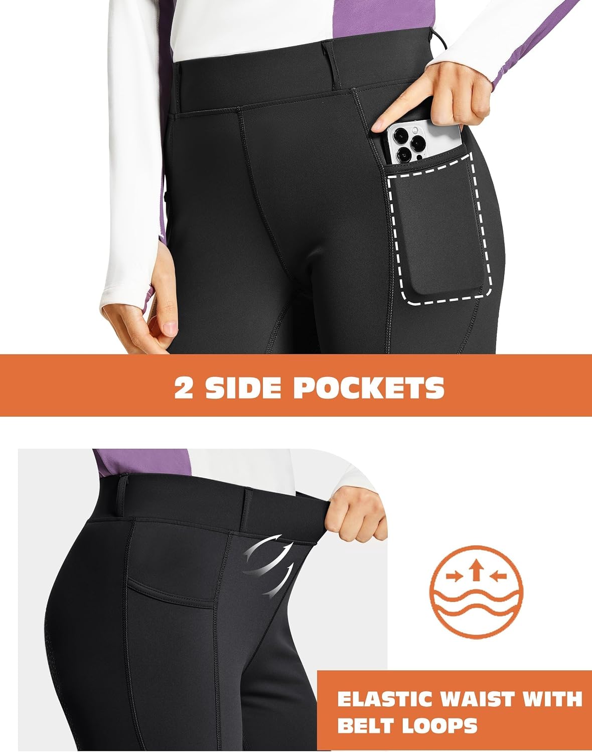 Women's Full Seat Horse Riding Pants Bootcut Riding Tights with Pockets Equestrian Breeches for Women