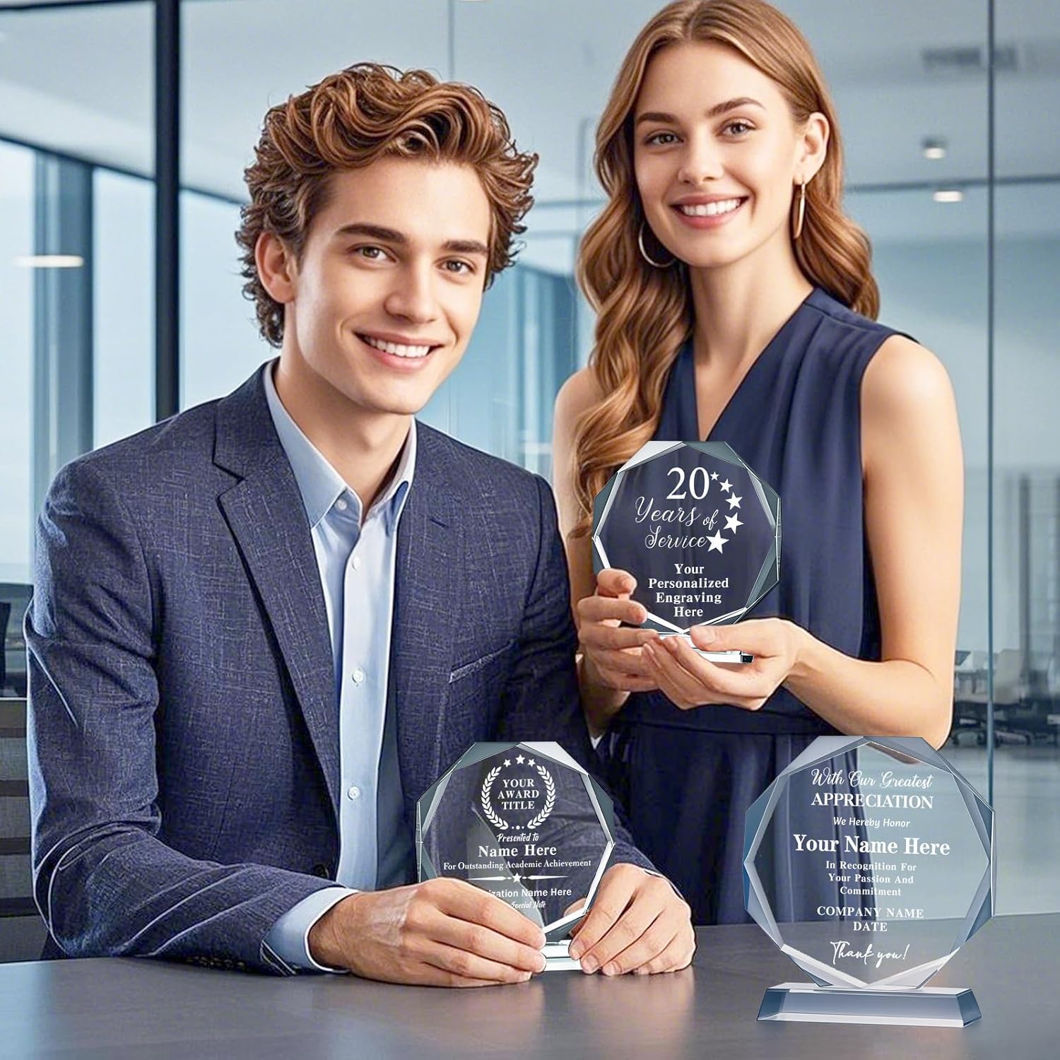 Personalized Trophy Award - Plaques Personalized Engraved - Custom Crystal Awards and Trophies for Employee