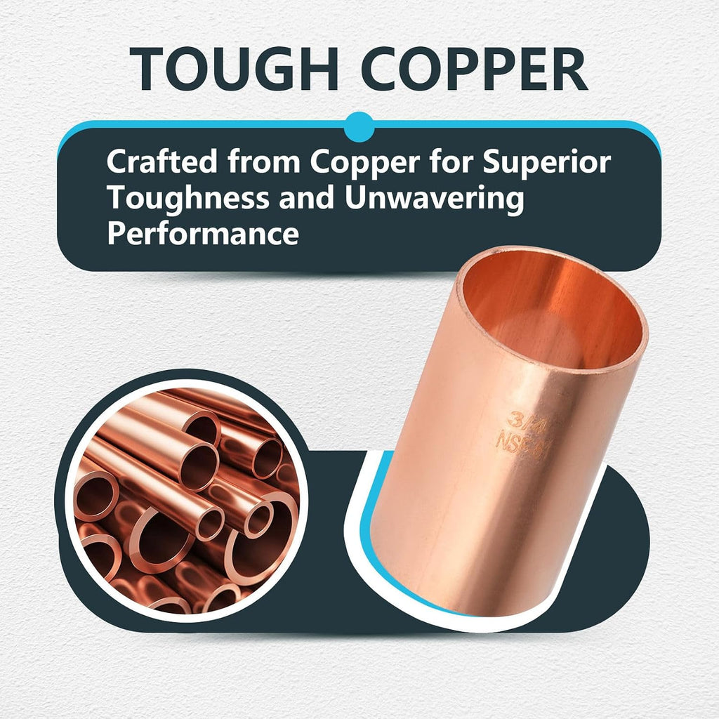 30Pack Seelink Copper Fittings, 3/4" C x C Coupling No Stop(COPPER033-30)