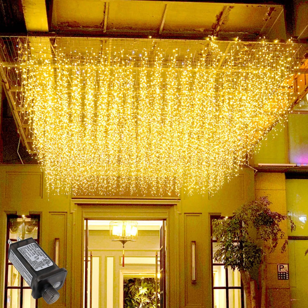 Icicle Lights Outdoor, 32.8 FT 400 LED 8 Modes Christmas String Fairy Lights with 80 Drops, Twinkle Waterproof