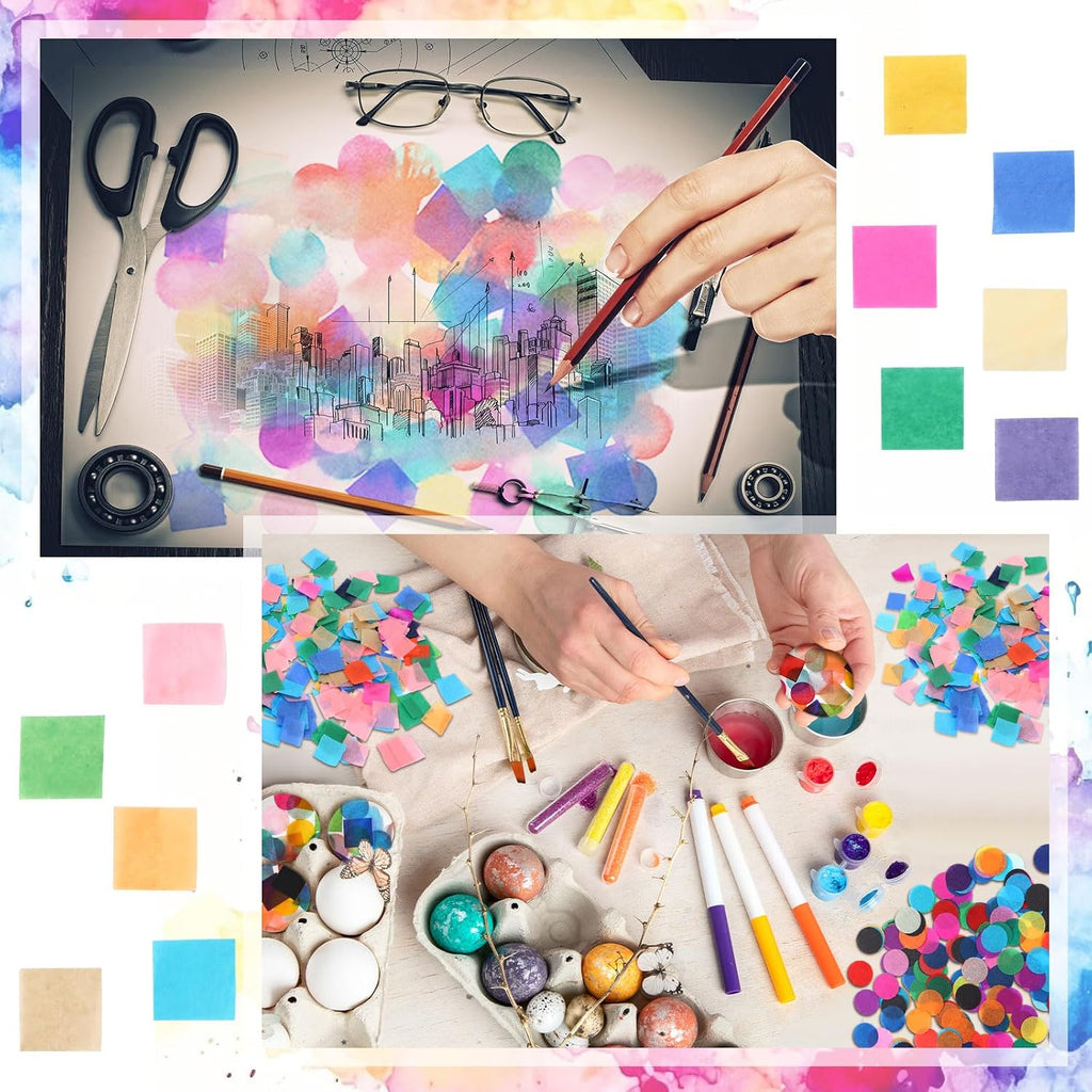 8000 Pcs Bleeding Tissue Paper 1 Inch Squares and Round